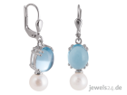 Ohrschmuck Ohrringe Ohrhänger Blautopas Edelsteine Süsswasser Zucht- Perlen