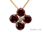 Collier Halskette mit Anhänger Diamanten Granat Edelsteinen Gold günstig vom